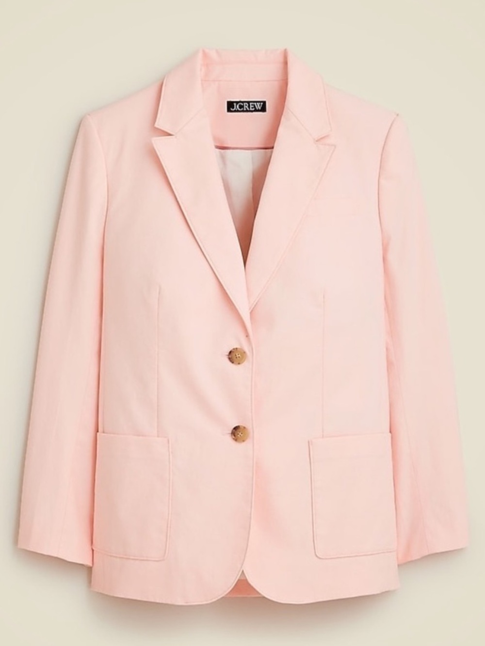 NWT J. Crew Linen Relaxed Patch Pocket Jacket Blazer Cotton Blend Pink Size 4